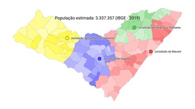 Imagem: Mapa da antiga competência territorial da subseção de Arapiraca